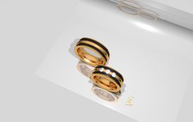 Trauringe in Weissgold mit Carbon