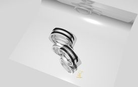 Trauringe in Weissgold mit Carbon