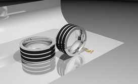 Trauringe in Weissgold mit Carbon