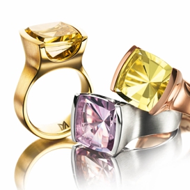 Ringe mit Goldberyll, Amethyst und Lemonquarz