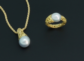 Anhänger & Ring Perl-Netz